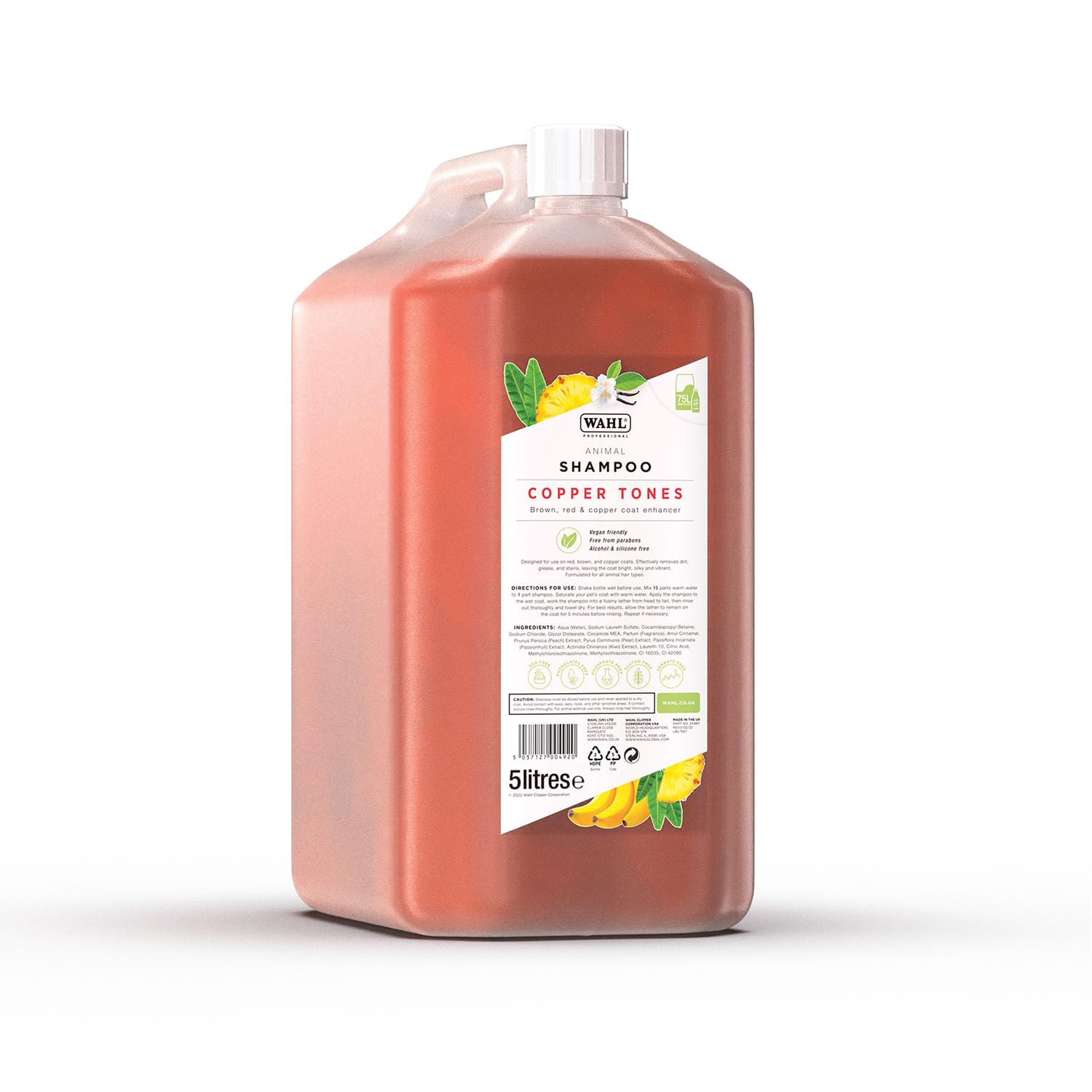 Wahl Copper Tones Animal Shampoo 5L – Vegan 15:1 Concentrate for Enhancing Red and Copper Coats, Supporting Pigmentation and Improving Coat Appearance for All Breeds