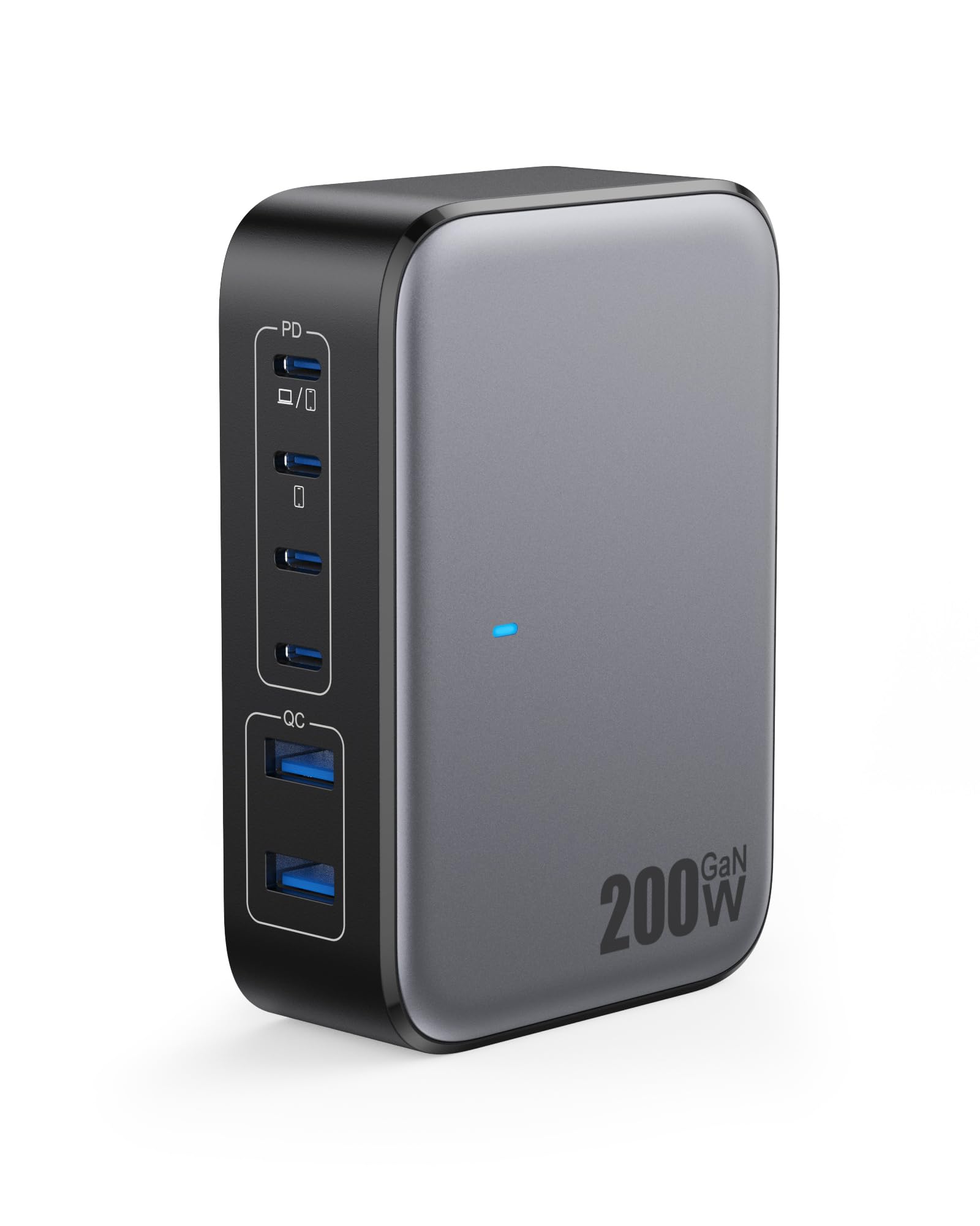 Photo 1 of USB C Charger 200W USB Charging Block,6 Ports GaN IV Foldable Wall Charger Outlet Plug,QC4.0 Fast Charging Station Hub,PD 65W Laptop Adapter for MacBook Pro/Air,Dell,iPhone 16/15,Galaxy,Steam Deck