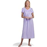 Miss Elaine Nightgown - Women's Long Tricot Nightgown, Short Flutter Sleeves, Comfortable Lightweight Fabric, Sleepwear
