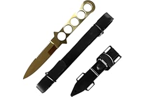 MASTER USA Diving Knife, 9-Inch Overall, 4.25-Inch Mirror Polish Blade, Stainless Steel Handle Leg Strap (Gold)