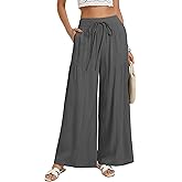 GRACE KARIN Womens Palazzo Pants Summer High Waist Boho Wide Leg Casual Flowy Pants Beach Vacation Outfits with Pockets