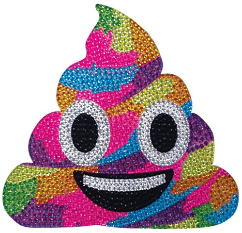 iscream Sparkly Rhinestone X-Pressive! Rainbow Unicorn Poop Emoji 2-inch Mini Vinyl Cling Decal