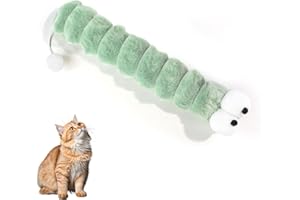 Andiker Catnip Toys for Cats, Cute Caterpillar Design Cat Pillar with Pom Pom Ball Funny Cat Kicker Toy with Catnip Silvervin
