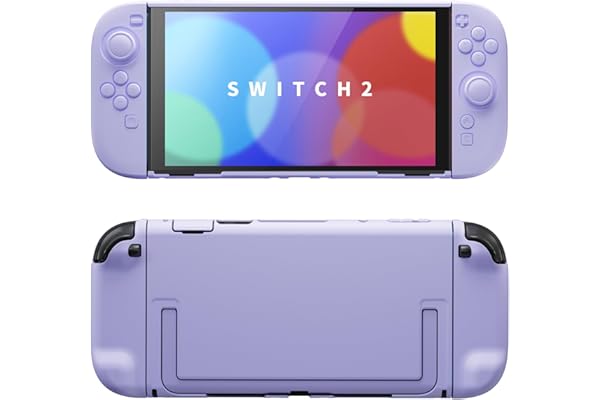 PlayVital Protective Case for Nintendo Switch 2 - Cute Dockable Hard Case Shell for Switch 2 with Thumb Grip & Sticker & Button Caps, Anti-Scratch & Shockproof Cover Skin - Light Violet