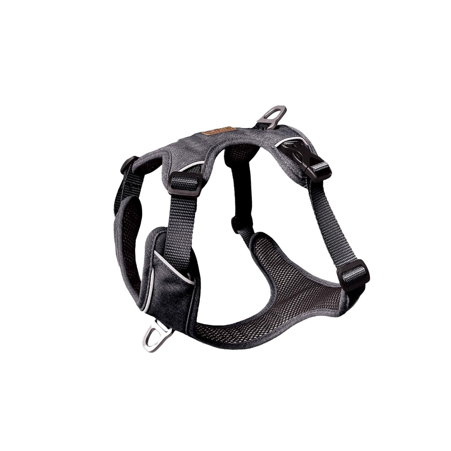 KYFLIE - No-Pull Reflective Dog Harness for Training & Daily Walks - Adjustable & Breathable Y Harness - Front & Back Leash Attachments - XS - Urban Dark Grey