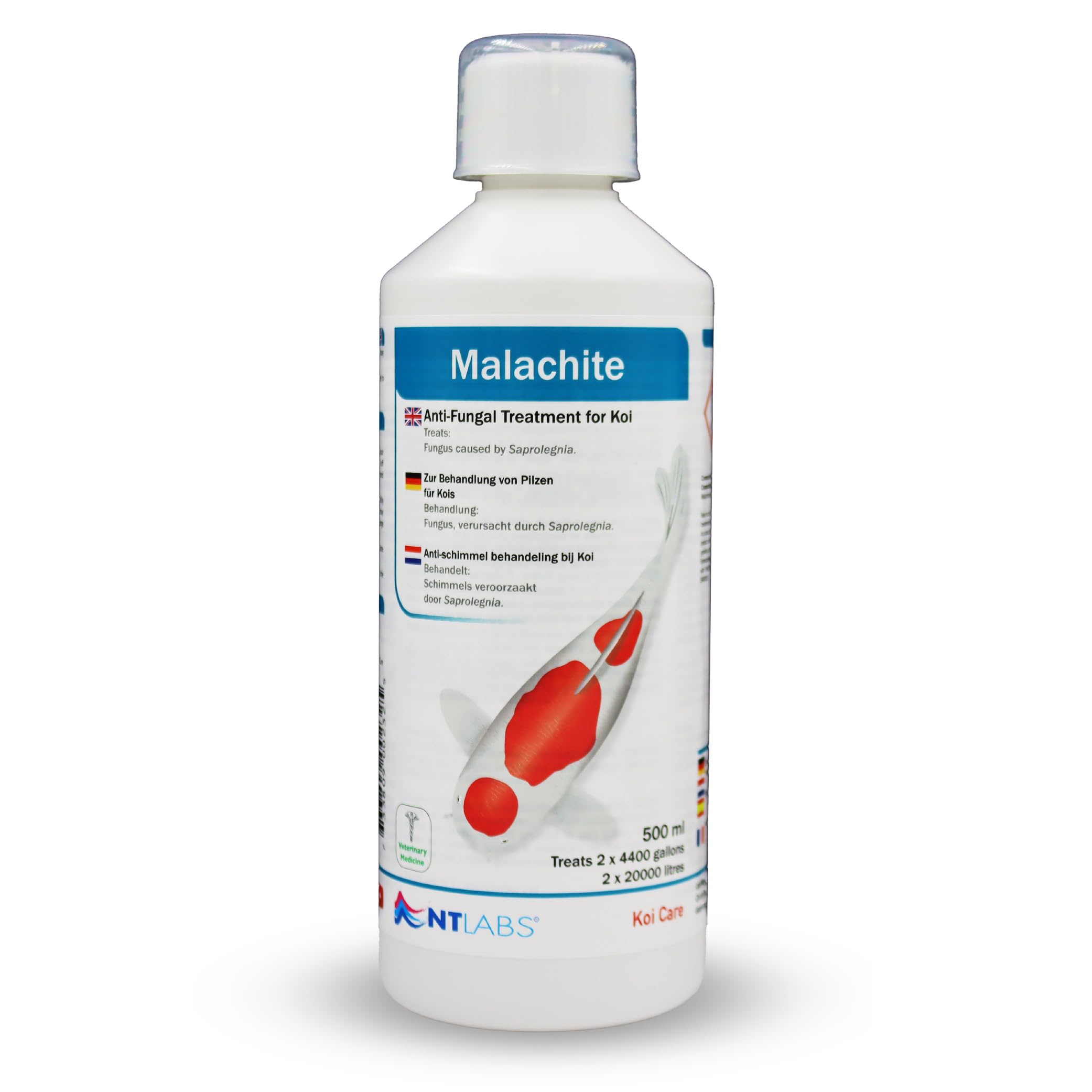 NT Labs Koi Care Malachite, Koi Medicine, Malachite Green, Anti-Fungal Treatment for Koi, Treats Fungus Caused by Saprolegnia, 500ml