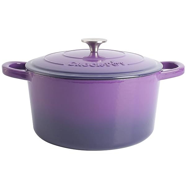 CROCK-POT ARTISAN 7-QUART ROUND ENAMELED CAST IRON DUTCH OVEN – LAVENDER PURPLE, DURABLE HEAVY-DUTY COOKWARE FOR SLOW COOKING, BAKING, ROASTING WITH LID