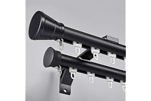 Roman Rod Wall Mount 1.6-19.7ft Double Row Heavy Duty Curtains Track Double Curtains Rail Track Rods for Windows Aluminum Hea