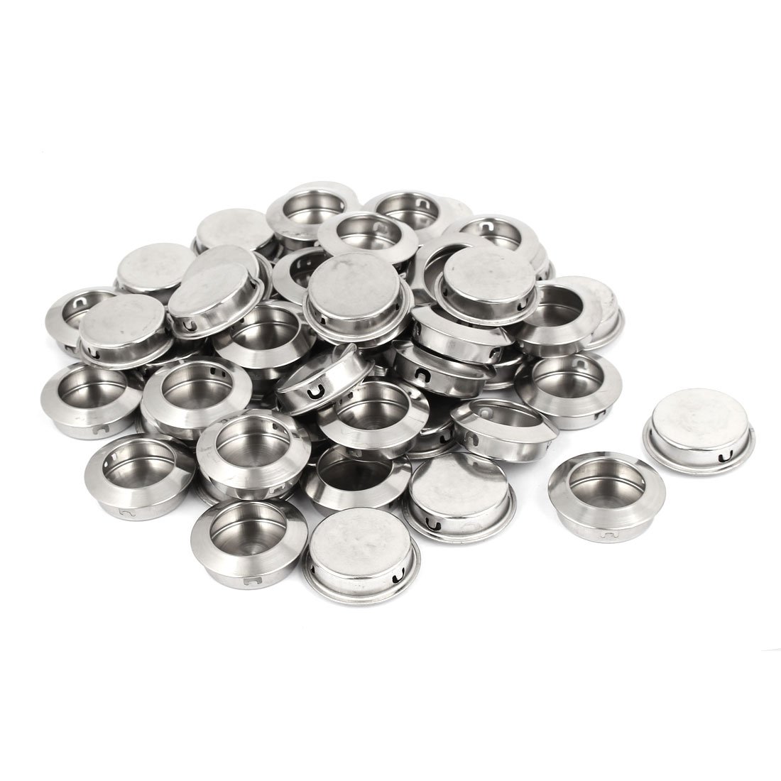 Sourcingmap Cabinet Stainless Steel Circular Recessed Flush Pull Handle 35mm Hole Dia 50pcs