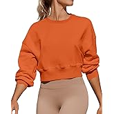 Joywayco Women's Long Sleeve Round Neck Cropped Sweatshirts Cute Loose Fit Pullover Tops