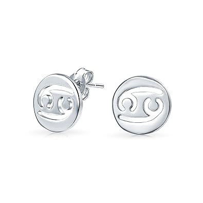 Astrologie Sternzeichen Horoskop Runde Disc Ohrstecker Frauen Teen Geburtsmonat 925 Sterling Silber