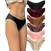 FINETOO 6 Pack Women’s Seamless Hipster Underwear No Show Panties Invisibles Briefs Soft Stretch Bikini Underwears XS-XL