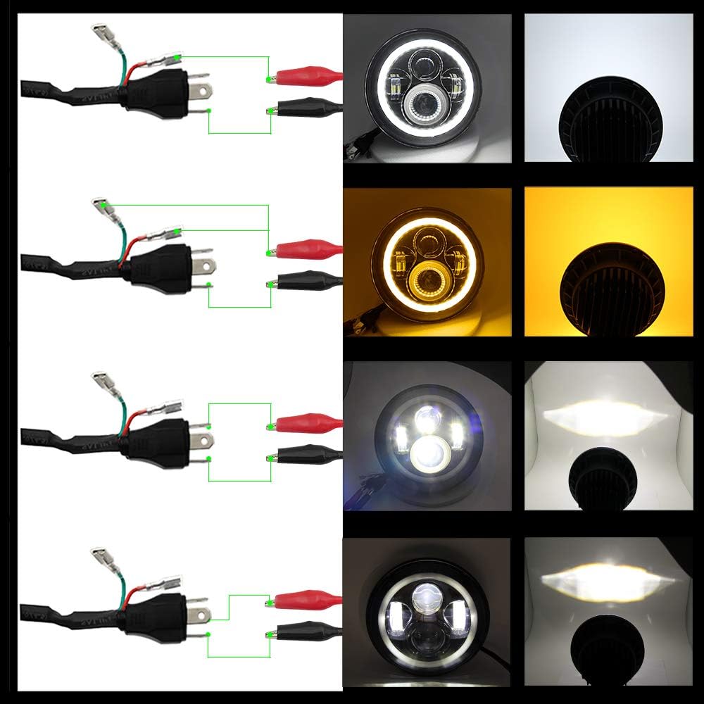 CO LIGHT 7 Inch LED Headlight with Amber Halo Turn Signal White DRL High/Low Beam Angle Eyes Compatible with Wrangler JK LJ CJ TJ (H4 H13 Adapter Included) - Image 4