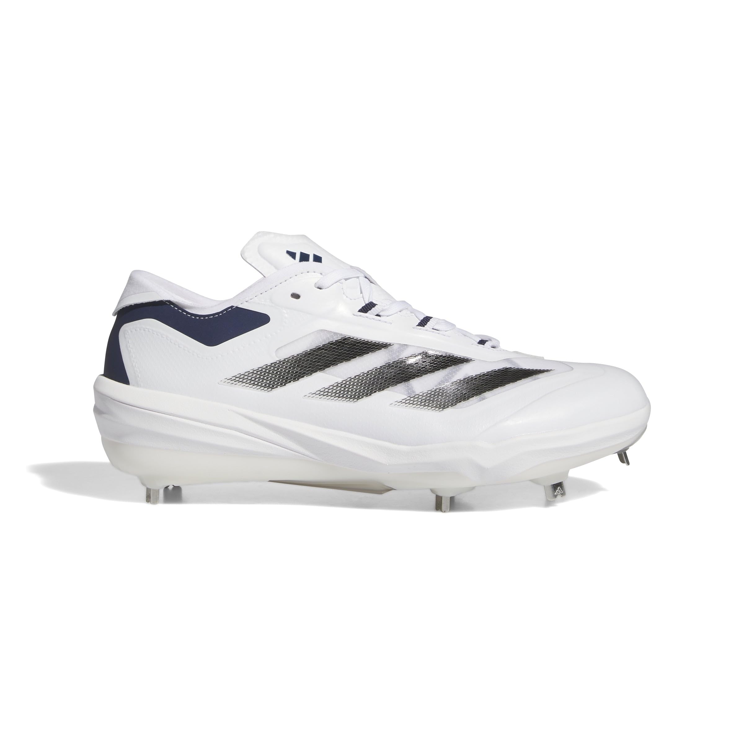 adidas Men’s Adizero Impact Baseball Sneaker, White/Black/Team Navy Blue, 8.5