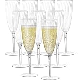 Homvle Plastic Champagne Flutes 6 Oz, Disposable Champagne Glasses (Set of 16) 1- Piece Construction Plastic Wine Glasses for Parties/Wedding
