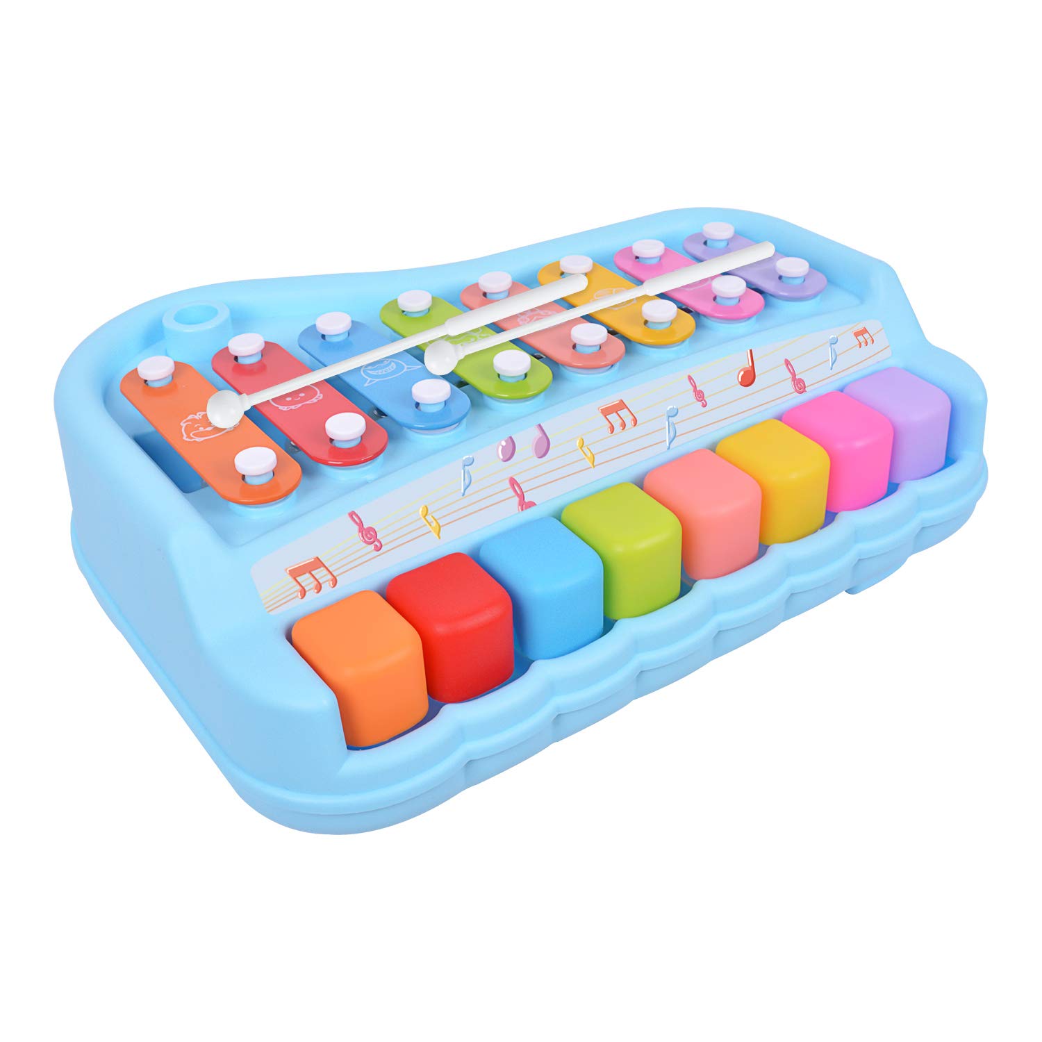 BUDDYFUN 2 in 1 Baby Piano Xylophone Toy Educational Musical Instrument
