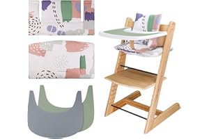LLHQAMT for Tripp Trapp High Chair Cushion, Comfortable for Tripp Trapp High Chair Cushion, with Two High Chair Placemat, for Tripp Trapp Cushion Set Makes It More Comfortable for Baby (Light Color Print)