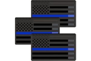 STICRO Embossed 3D Metal Thin Blue Line All Black American Flag Emblem Decal Stickers (3 Pack), Matte Black 5" x 3" Patriotic USA US Flag Decals for Car, Truck, Motorcycle Honoring Police Law Enforcement