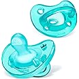 Chicco PhysioForma 100% Soft Silicone One Piece Pacifier for Babies 0-6 Months, Teal, Orthodontic Nipple, BPA-Free, 2-Count in Sterilizing Case