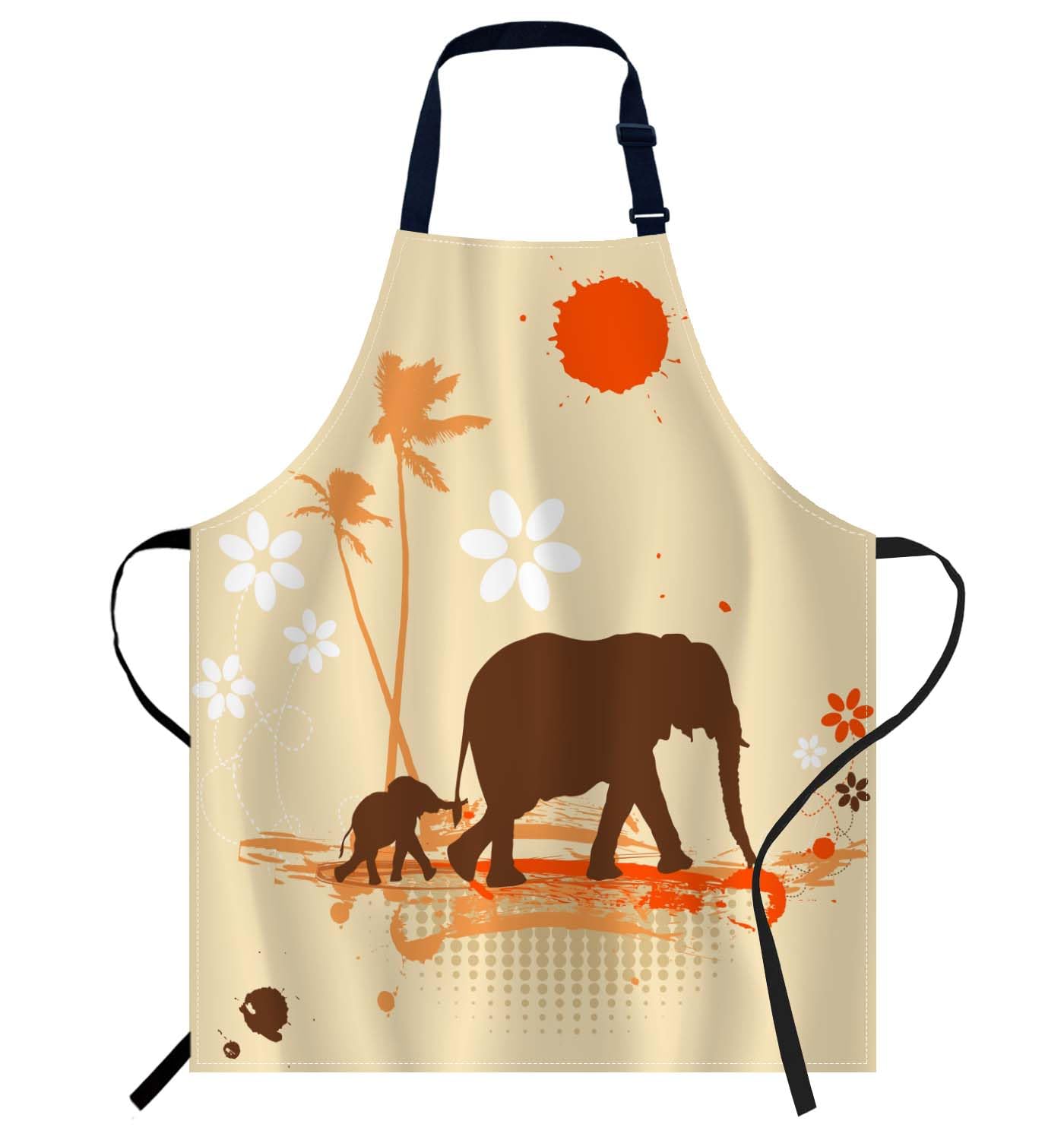 Smooffly Family of Elephants Apron - Unisex Adjustable Bib Apron for Home Kitchen, Restaurant, Coffee House — image 1