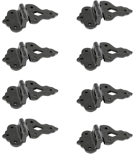 Sourcing Map 2uds T-Correa Puerta Bisagras, 8" Forjada T Cobertizo Puerta Bisagras Hierro Herraje Para Madera Granero, Valla, Patio Puerta Bisagras (Negro