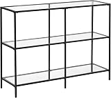 VASAGLE Console Table with 3 Shelves Tempered Glass 100 x 30 x 73 cm