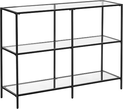 VASAGLE Console Table with 3 Shelves Tempered Glass 100 x 30 x 73 cm