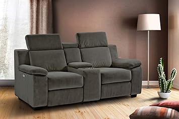 lifestyle4living Kinosessel 2-Sitzer, Mikrofaser, Taupe | Hochwertiger 2er Cinema-Sessel/Sofa mit Getränkehalter & Liegefunkt