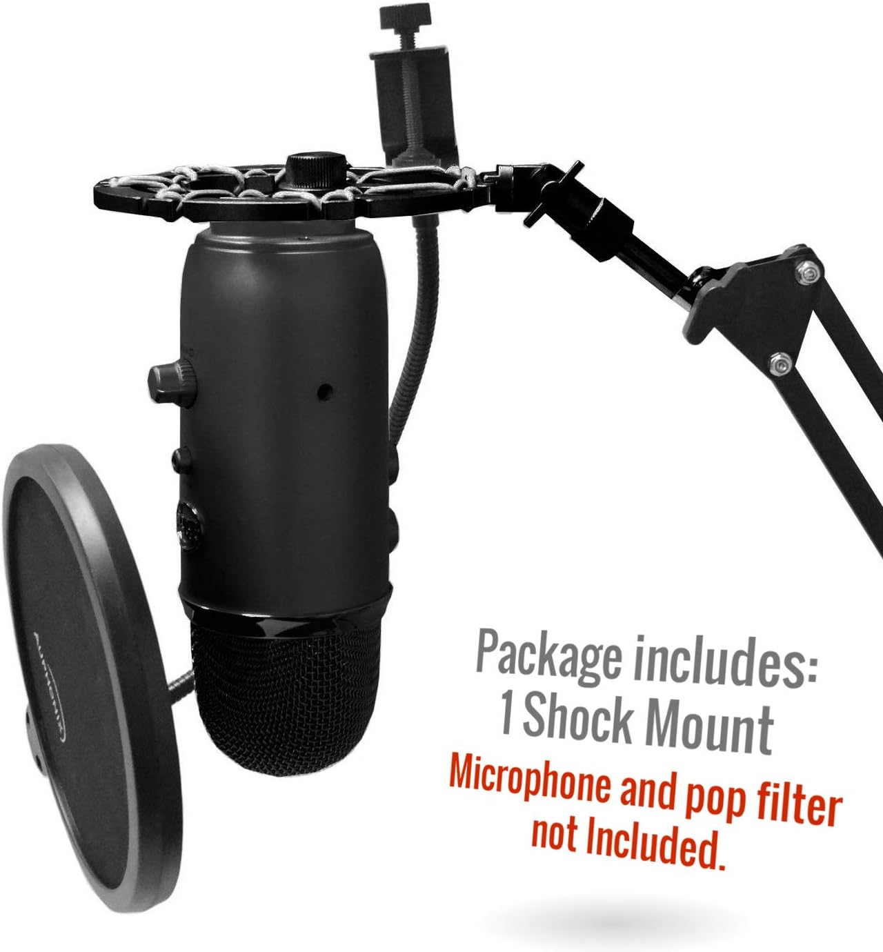 AUPHONIX PRO Blue Yeti Shock Mount – Latest Advanced Vibration Blocking, Noise Repelling Shockmount System for Blue Yeti Original Snowball & USB Pro – Ultra-Portable Lightweight Microphone Shock Mount: Musical Instruments