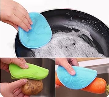 SHAFIRE 1-Piece Silicone Wash Multifunctional Antibacterial Dish Washing Brush (Random Colour)