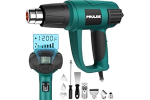 NEU MASTER PRULDE Heat Gun, LCD Digital Display Heat Shrink Gun, 5 Air Flows/120°F-1200°F Variable Temps/6 Nozzles For Crafting, Vinyl Wrap, Shrink Wrap N2030