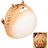 GOOC 12 Inch Orange Striped Tabby Cat Stuffed Animal Round Fat Plush Hugging Pillow Stuffed Cat Doll Plushie Gift for Kids and Lovers