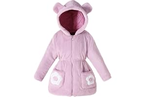 Tumaron Girls Fleece with Hooded Winter Coat Cute Warm Jacket Size 4-12T Stylish Clothes