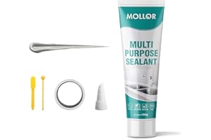 Mollor Grey Silicone Caulk for Bathroom & Kitchen,Waterproof Silicone Sealant for Shower, Countertops, Easy to Use with Tool, Stronger Adhesion, Shrink & Crack Proof, Long-Lasting (5.29oz Grey)