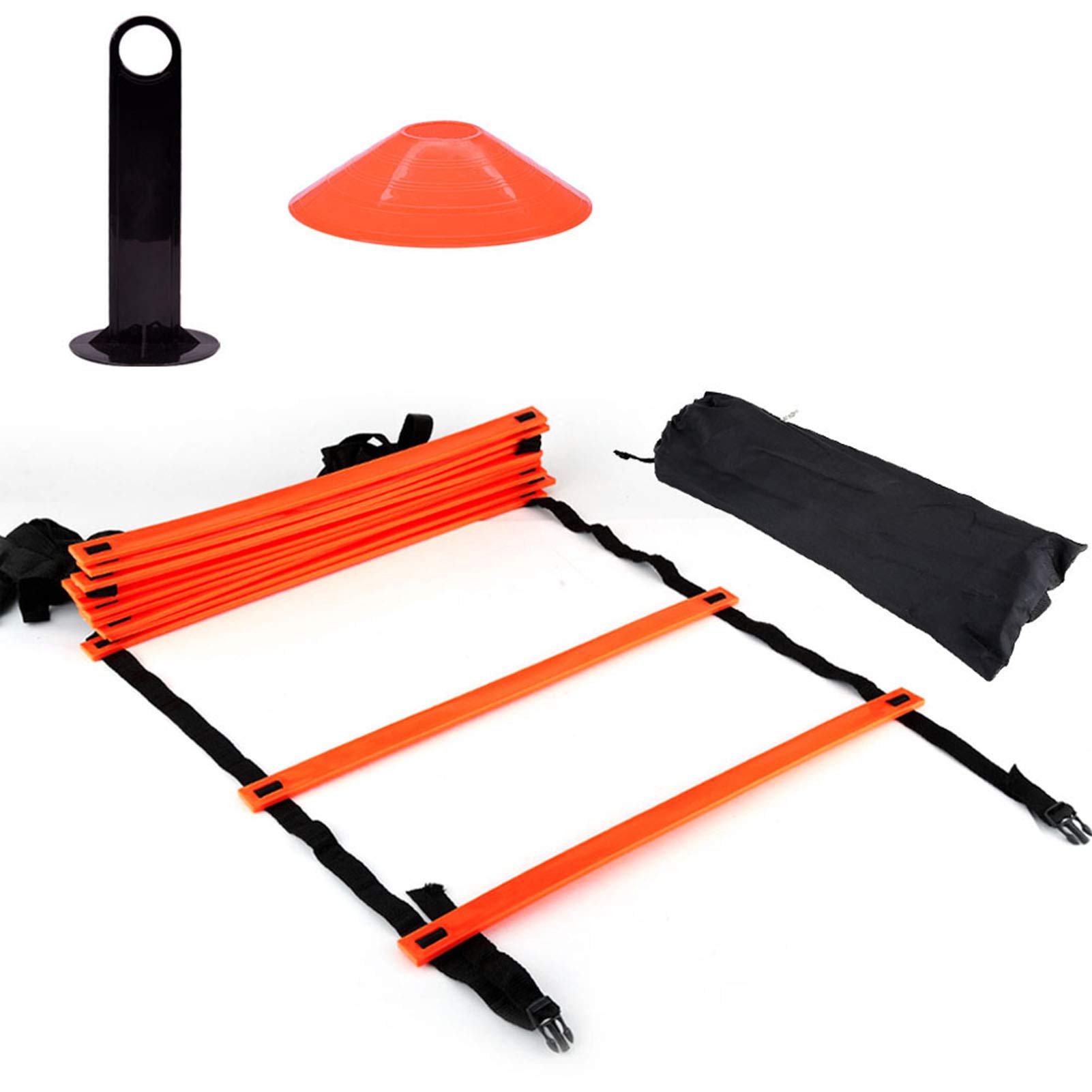Alomejor Speed Ladder Cones Football Training Equipment for Kids Adults Exercise Trainer Kit To Boost Fitness (Orange)