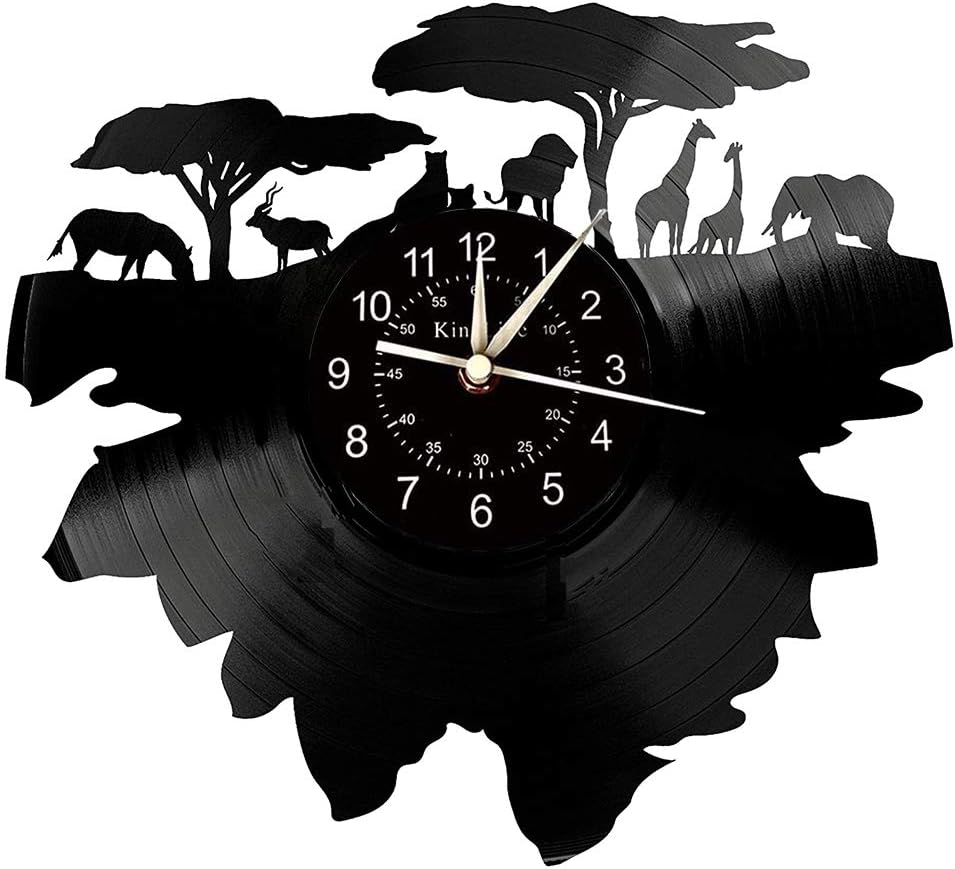 Horloge Murale En Vinyle Horloge Murale Savane Africaine Art Creative Decor Main Accueil Mur Cadeaux A Amazon Fr Cuisine Maison