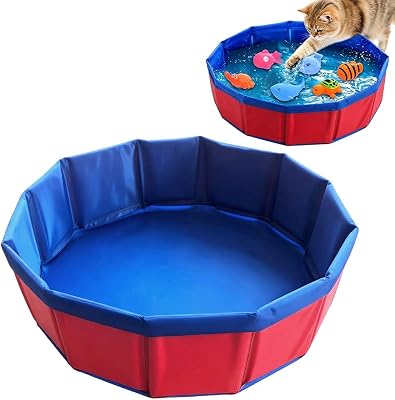 1 Stück Katzenpool aus PVC, faltbarer Bade- und Planschbecken für Katzen & Kleintiere, rot, 30 x 10 cm, ideal für Outdoor-Camping