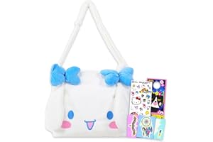 SANRIO Cinnamoroll Plush Purse Set - Bundle with Cinnamoroll Plushie Plus Stickers, Tattoos and More | Hello Kitty and Friends Cinnamoroll Purse for Girls