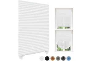 MARITOWN Paper Blinds Temporary Window Blinds Light Filtering No Drill Stick on Cut to Size Cordless Self Adhesive Pleated Shades for Kitchen Bathroom Windows Doors (1, White, WxH 24x59 in)
