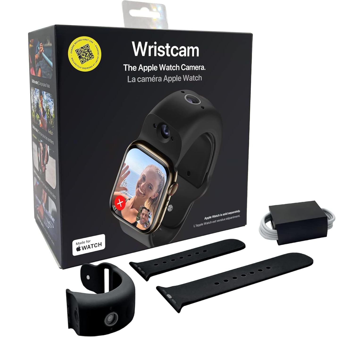 Wristcam Smart Dual-Camera Band Compatible with Apple Watch (Apple MFi Certified), 8MP Sensor, Full HD Video/720P Sport Mode, Pro Image Stabilization, WiFi, IP68 Water Resistant and Siri Integration