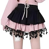 kakarin choyx Kawaii Harajuku High Waisted Mini Skirts for Women Gothic Cute Star Lace Patchwork Double Layer Y2K Skirt
