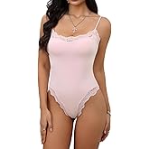 Starrylion Lace Body Suit Square Neck Tops for Women Sleeveless Spaghetti Strap Tank Top Bodysuits for Women Sexy Jumpsuit