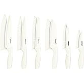 Cuisinart Knife Set, 12pc Ceramic Coated Knife Set with 6 Blades & 6 Blade Guards, Lightweight, Stainless Steel, Durable & Dishwasher Safe (Cream)