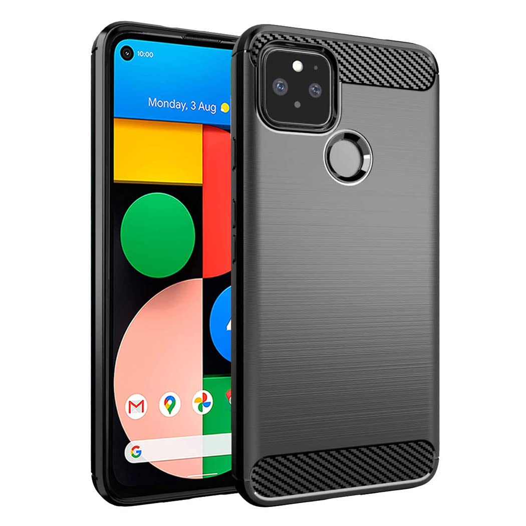 Google Pixel 4a 5G Case - Ultra Slim Carbon Fibre Shockproof Bumper Case Cover For Google Pixel 4a 5G Black