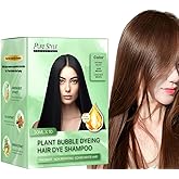 YSNSTYL-PureStyle Bubble Hair Dye Shampoo 3 in 1, Ammonia-Free Gray Hair Coverage, Chestnut Brown Hair Color 30ml x 10 Sachets + Dye Tool Kit