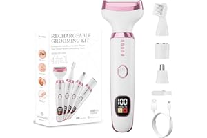 RUIBO Electric Razor for Women, 4-in-1 Bikini Trimmer & Body Shaver for Nose Hair Face Eyebrow Arms Legs Armpit Underarm Pubic Area, Rechargeable Wet/Dry Painless Hair Removal