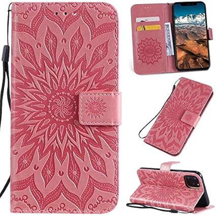 Amazon ひまわりの印刷デザインpuレザーiphoneに対応ブラケットカードスロットと財布ストラップ保護ケースをけいれん11プロマックス 6 5インチ Axrxma 色 ピンク ケース カバー 通販