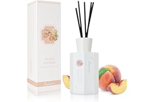 Aeviva Reed Diffuser Set, Peach Oolong Scented Oil Diffuser, 6.76 fl oz (200 ml) Home Fragrance Diffuser with Reed Sticks, Air Fresheners for Home, Bathroom Shelf Decor