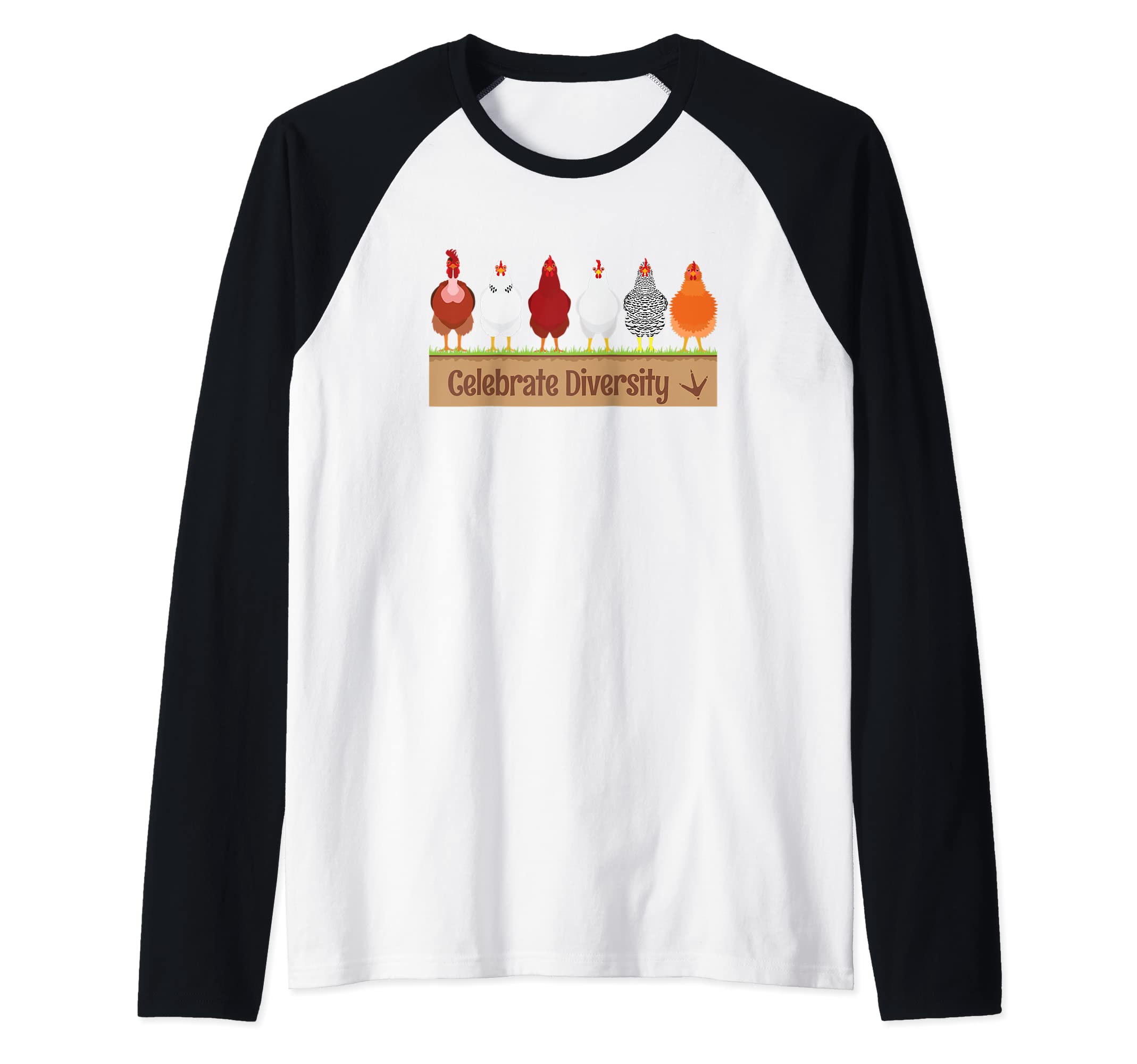 Celebrate Diversity Shirt for Chicken Lovers | Funny Chicken Raglan Baseball Tee
