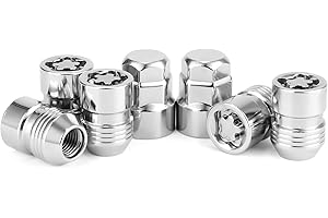 MEILUNBS Chrome Cone Seat Wheel Locks M12x1.25 Thread Size, 32mm Length, Dual Hex 19mm/21mm – 5 Locks / 2 Keys